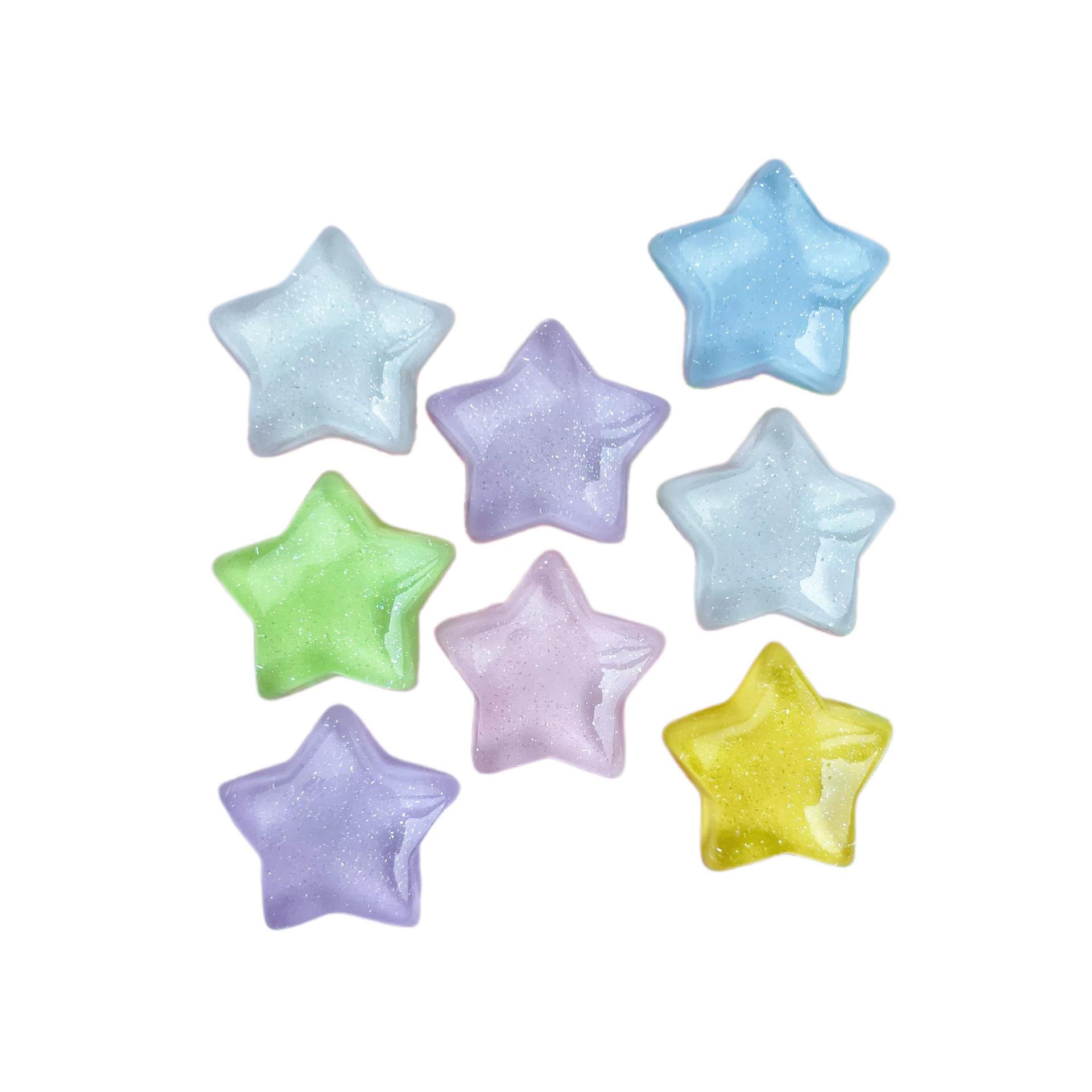 Transparente delgada flash color estrella de cinco puntas accesorios de resina DIY teléfono móvil Shell horquilla taza de agua pegatinas zapato hebilla accesorios estrellas