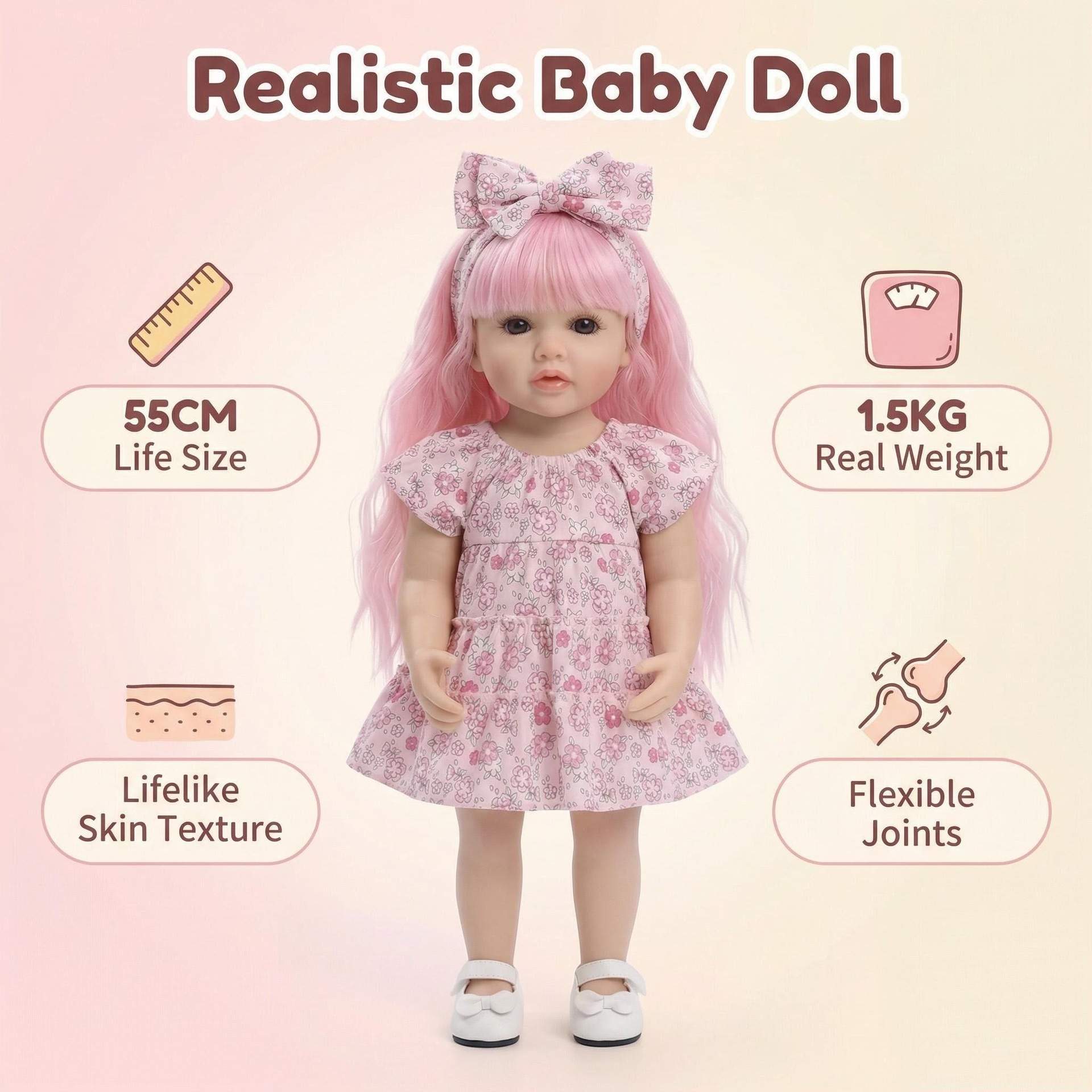 NPK22inch pequeño vestido de flores de corte Betty simulación muñeca renacida para acompañar a los niños regalos de vacaciones preferidos