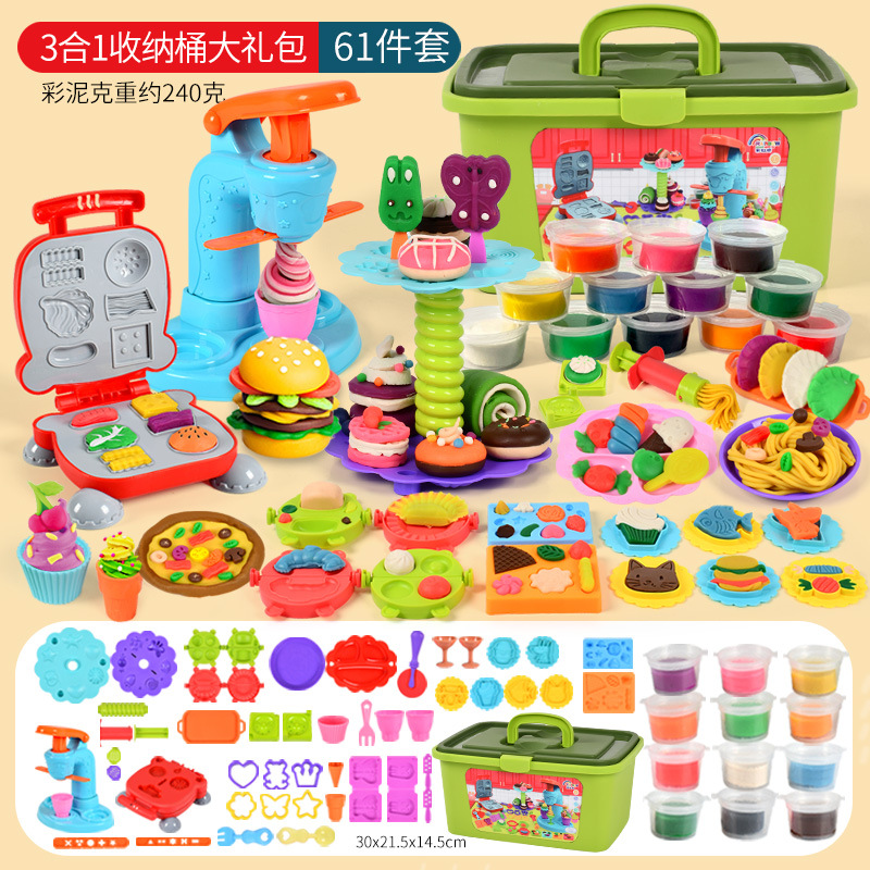 Conjunto de barro de color de arcilla ultraligera para niños en caja de barro de plástico de jardín de infantes inodoro harina de trigo juguetes de barro diy