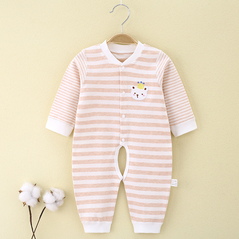 Mono para bebé, ropa sin costuras para primavera y otoño, ropa de recién nacido de algodón puro Clase A, ropa interior para bebé con abertura en la entrepierna, pijamas de estilo coreano de manga larga