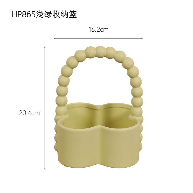 Simple y moderno plato de frutas de cerámica de color crema tazón de frutas de estilo francés mesa de comedor mesa de té mesa de almacenamiento decoración artística