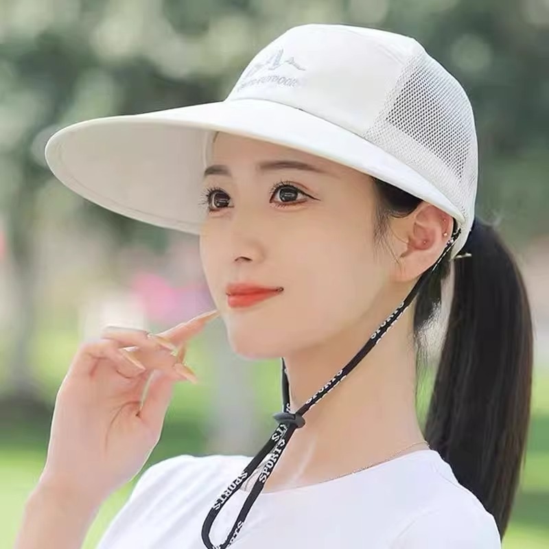 Sun-proof Breathable Sunshade Sun Hat Women's UV-proof Fashionable Windproof Rope Hat Korean-style Trendy Internet Red Hat
