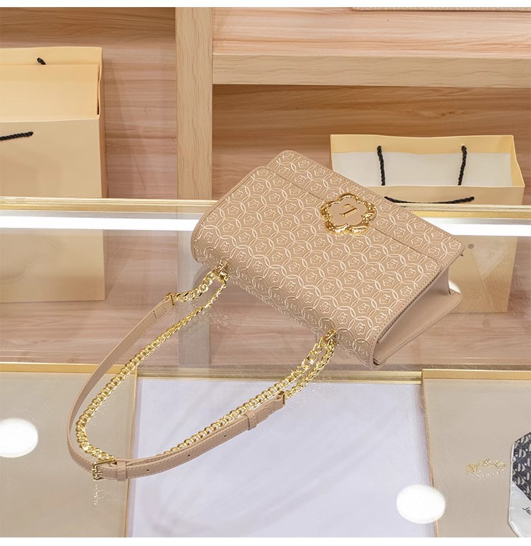 Túi đeo chéo da thật Hong Kong cao cấp kiểu dáng thanh lịch, màu đỏ dự tiệc — Màu đỏ, Màu xanh lục nhạt, Màu kaki chi tiết 5