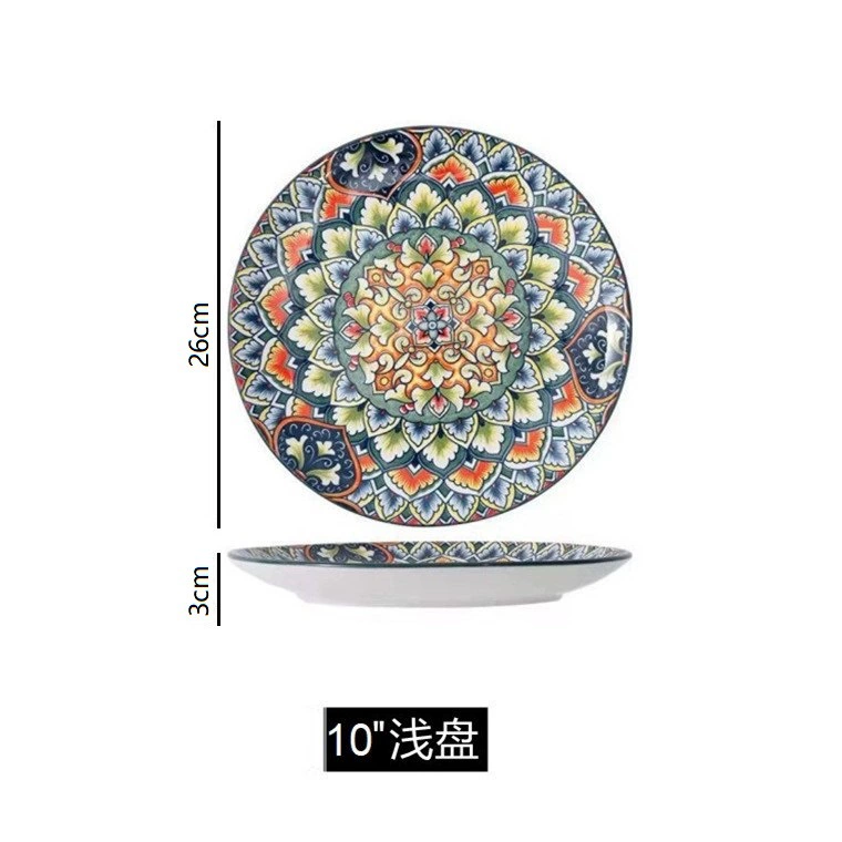 Ceramic Tableware Set, European Boho Style, Decorative Dinnerware for Home, Multi-Size