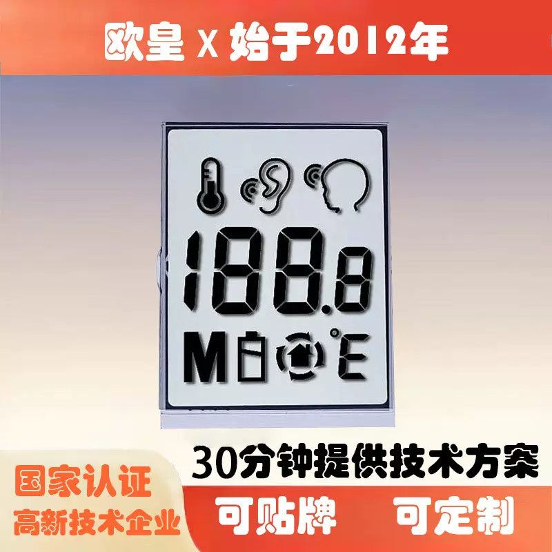 源头工厂黑白段码屏额温枪显示屏耳温枪断码屏lcd液晶屏显示屏