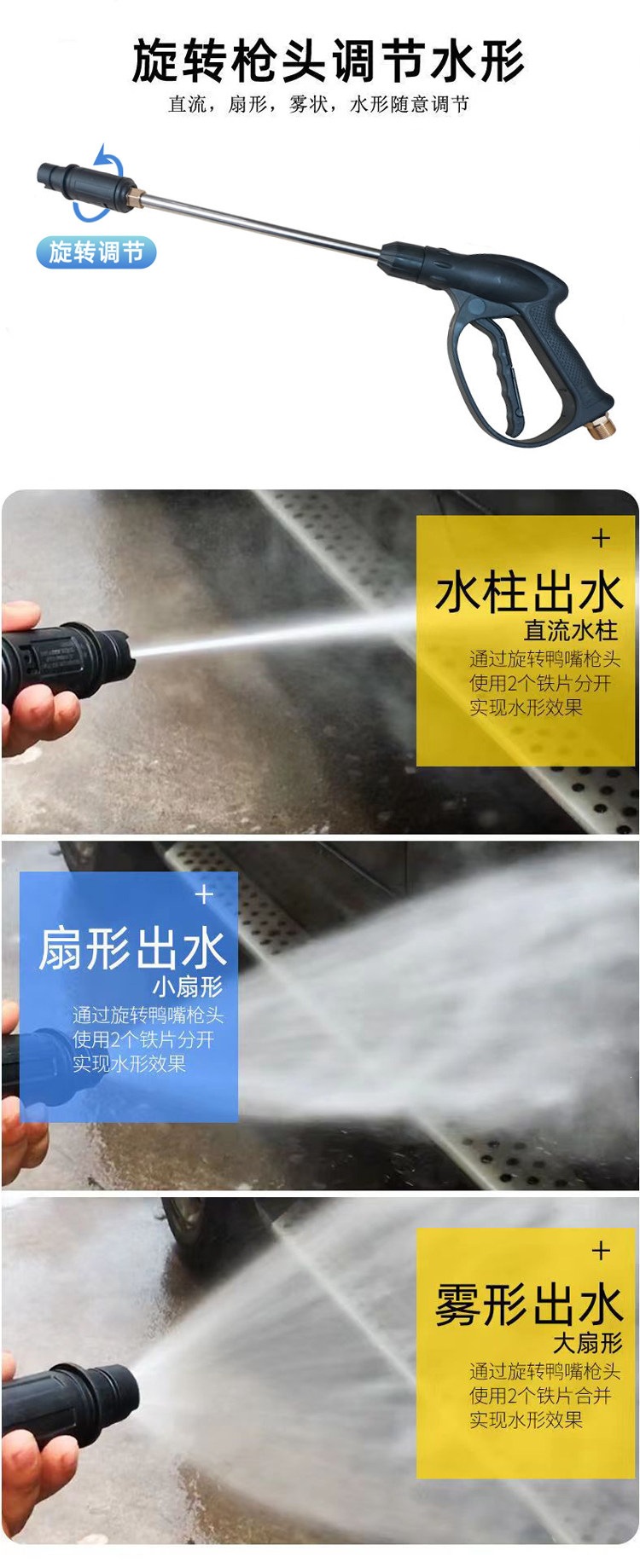Suitable for household car wash machines, high-pressure water hose with water gun, explosion-proof hose, car wash pump hose accessories, pressure hose gun