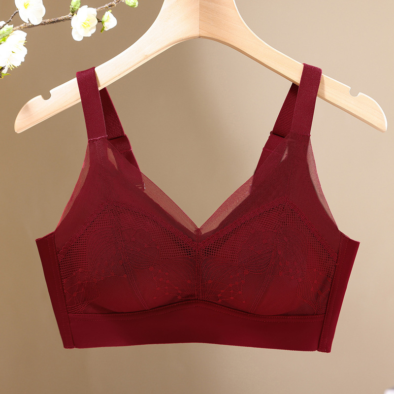2025新品10A抗菌蚕丝乳胶养护内衣舒适轻薄大胸显小聚拢大码文胸|undefined