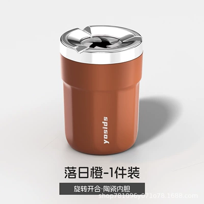 Car ashtray rotating closure, anti-ash scattering ceramic - sunset-orangerotating-lid-ceramic-inner-pot1-piece