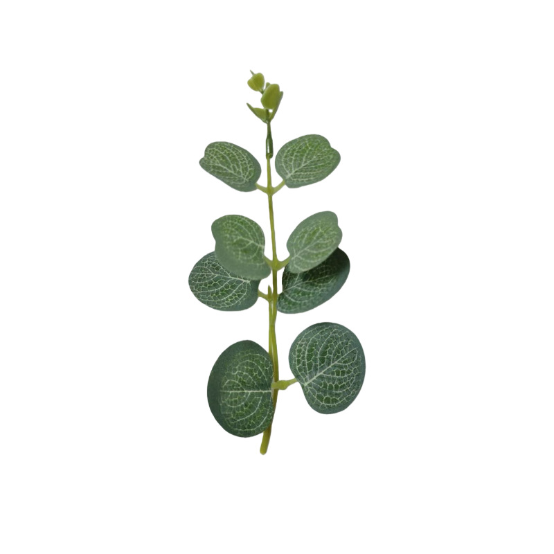 Simulación transfronteriza de plantas verdes, hojas de dinero, plantas artificiales, hojas de eucalia, adornos de hojas, decoración de plantas verdes falsas al por mayor.