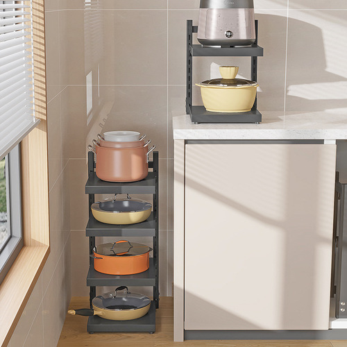 Pot rack kitchen household multi-layer storage rack pot rack under sink cabinet layered rack countertop pot storage rack