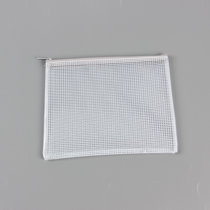 Bolsa de archivo de cremallera de malla de PVC al por mayor bolsa de archivo transparente de impresión multifuncional A4 bolsa de archivo de almacenamiento engrosada