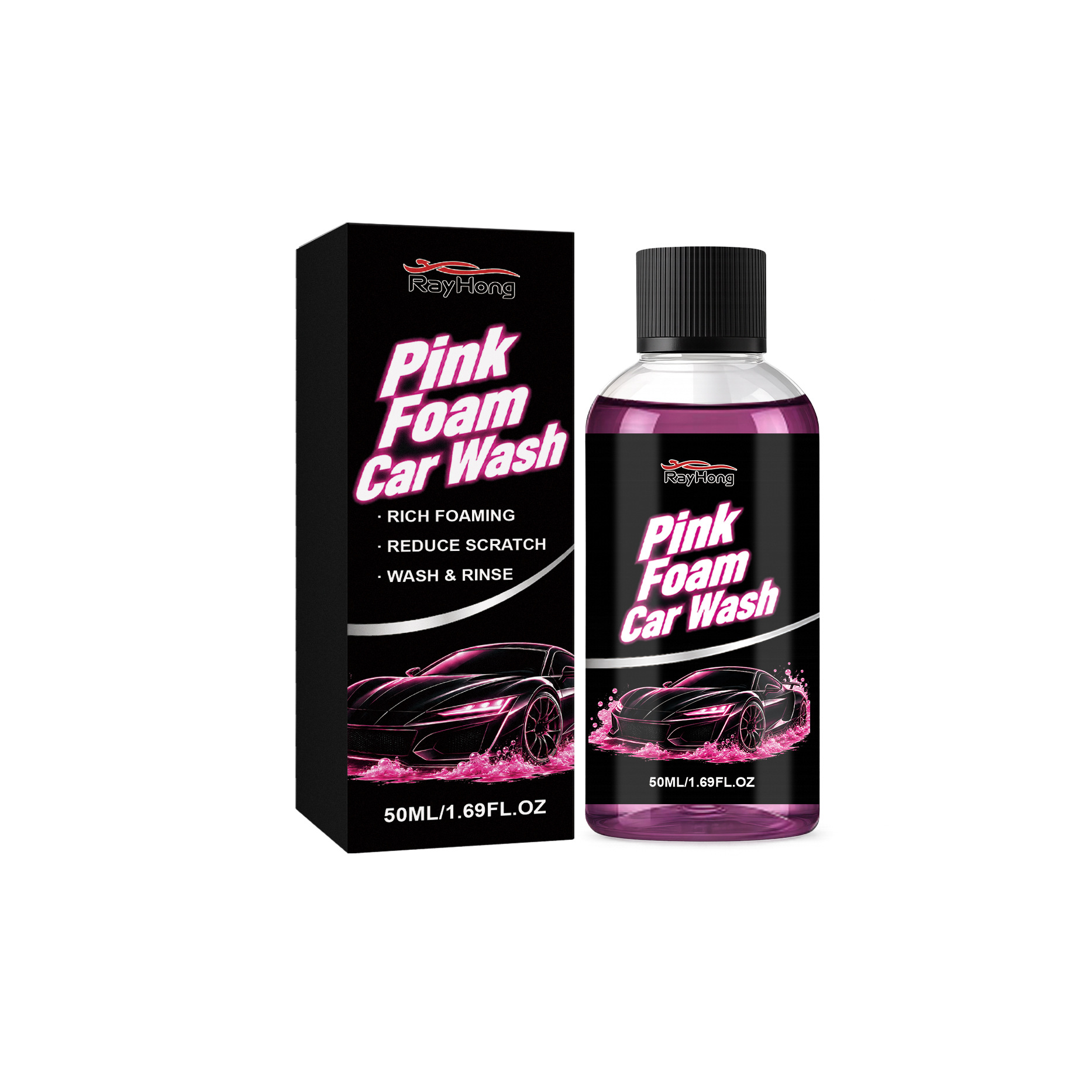 RAYHONG Pink Foaming Extreme Bodywash & Wax Foaming Car Wash Soap (Works with Foam Cannons/Guns or Bucket Washes) For Cars Trucks
