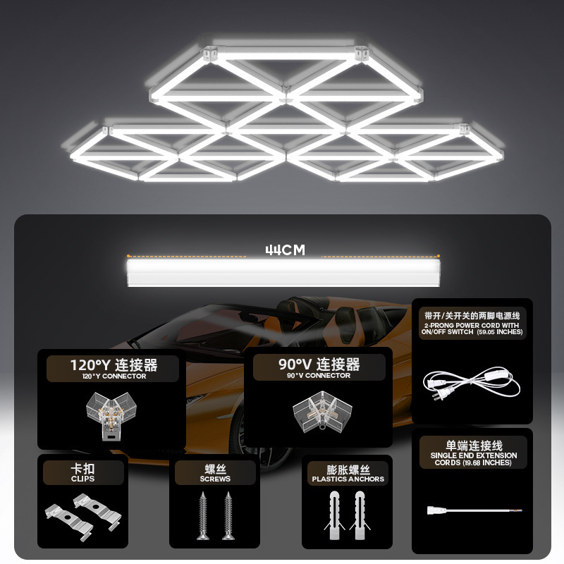 Triangular panal LED lámpara de garaje gimnasio pared empalmado techo lámpara de forma especial integrada lámpara de cable suspendida comercial