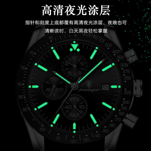 Swiss brand new men's watch multifunctional steel strap quartz watch live foreign trade dropshipping