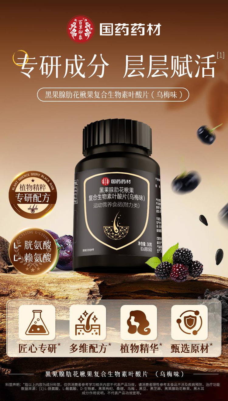 Black Chokeberry Compound Biotin Folic Acid Tablets Ume Plum Flavor Dietary Fiber 30g overview