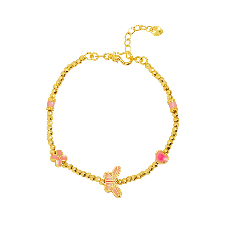 Pulseras de oro antiguo transfronterizas retro goteo de aceite polvo de sueño mariposa pulseras ligeras lujosas no se desvanecen joyas al por mayor