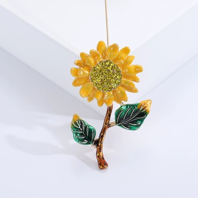 Japanese and Korean fashion elegant fresh sunflower brooch creative enamel plant clothing pin sweater cardigan accessories (Yaxa sancaqları) - mm-br-yellow-3404-yl