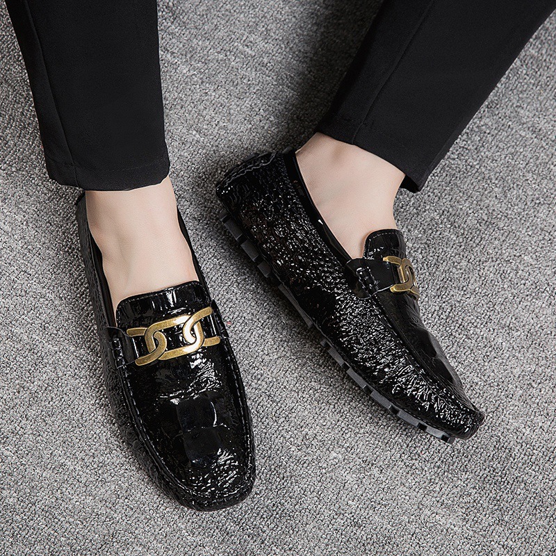 P Sko Herre S Krokodillemønster Ungdom Trendy lakkskinn skinnende overflate Kjøring lat Uformell_voghion.com