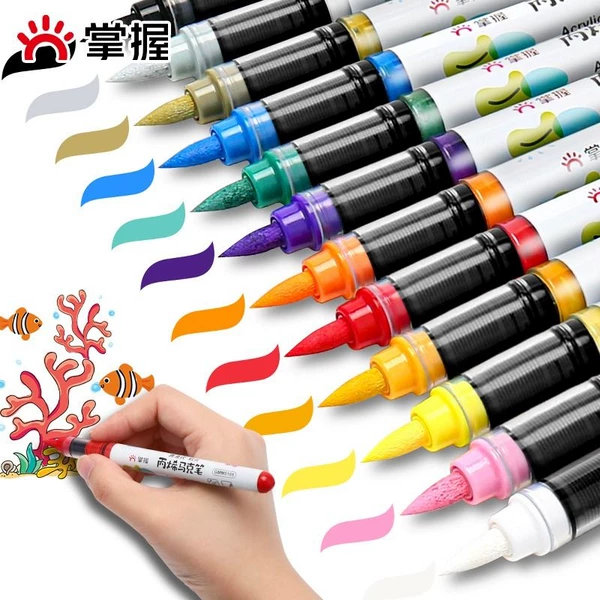 Master Single-Tip Liquid-Based Soft-Tip Acrylic Marker Pens for Elementary School Students' Art, Special for Layering Colors, Washable and Non-Bleeding