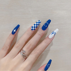 Long cross-border wearable manicure European and American manicure slices Long style wearable manicure finished fake nails flame manicure slices wholesale