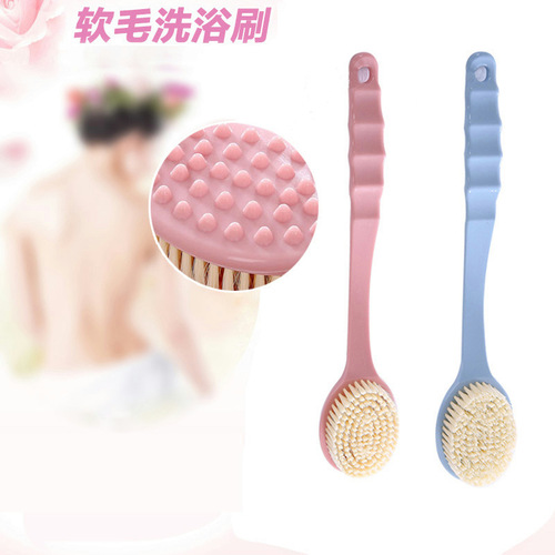 Single-sided long-handled soft-bristled bath brush, mud rub, bath brush, back rub, no need to ask for help, bath ball brush