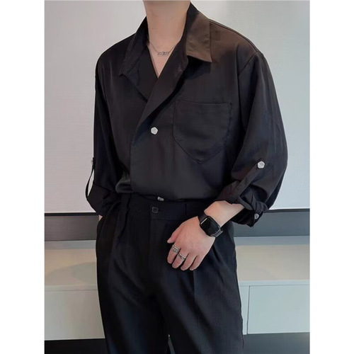 2025 Spring and Autumn High-Grade Casual Shirt Men's Long-Sleeve Leisure Suit Korean Version Light Mature Style Cool Casual Top