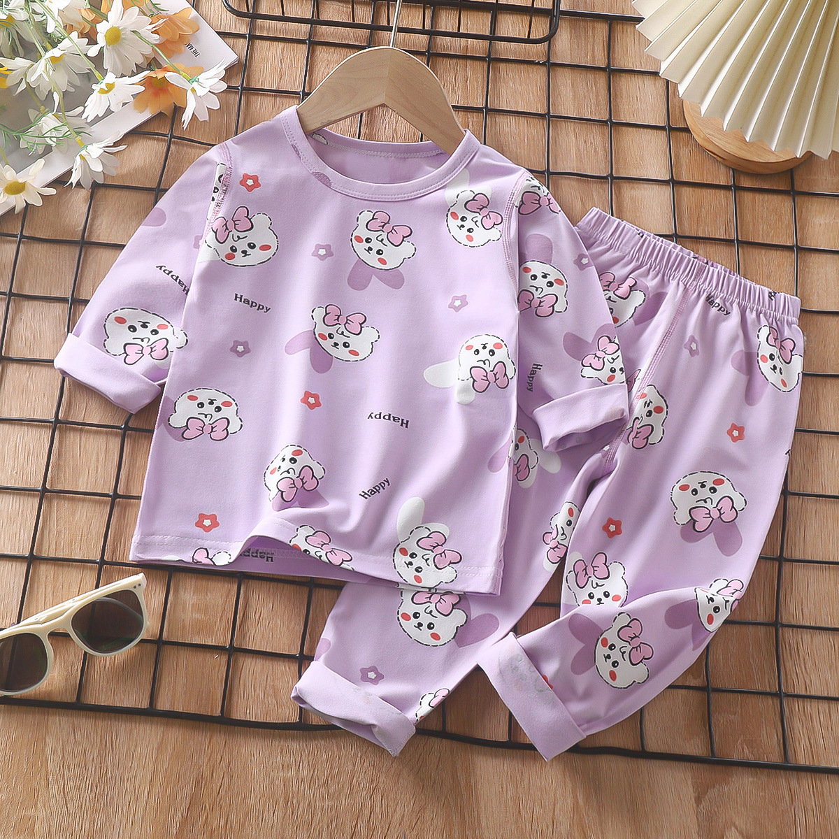 Pajamas infantiles primavera lica algodón ropa interior bebé ropa doméstica para niños niñas chaqueta de otoño pantalones de otoño ropa infantil al por mayor