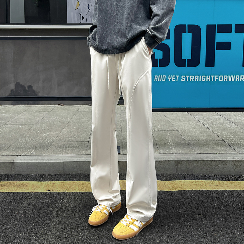 American-Style Patchwork Flared Casual Pants for Men, Trendy High Street Versatile Straight-Leg Sweatpants, Cool Loose-Fit Sports Drawstring Long Pants American-Style Patchwork Flared Casual Pants for Men, Trendy High Street Versatile Straight-Leg Sweatpants, Cool Loose-Fit Sports Drawstring Long Pants
