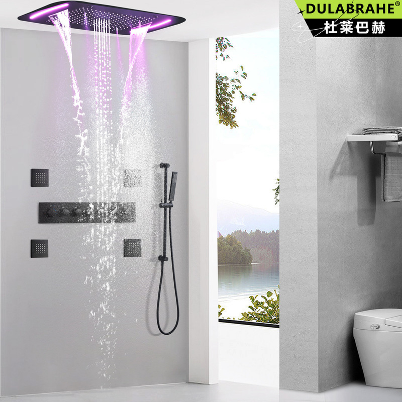 Ceiling concealed thermostatic shower suit 71*43CM bathroom massage shower system