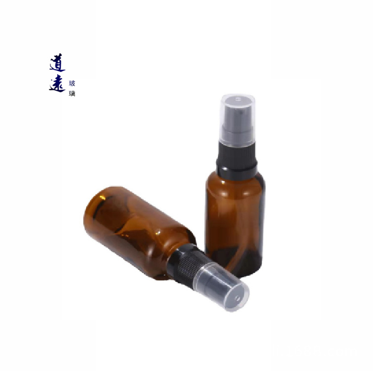 En stock Botella de aceite esencial marrón botella de spray de plástico botella de vidrio marrón a prueba de luz 20ml sub-botella cosmética tipo prensa