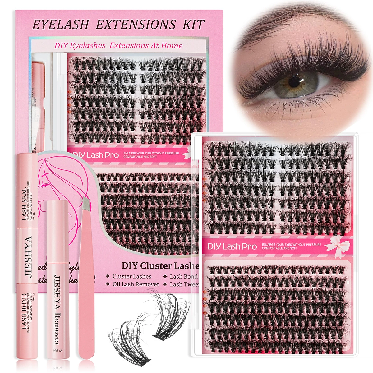 False Eyelash DIY Book, 640 pcs Clusters, 10D–40D Volume, Gift Box Kit
