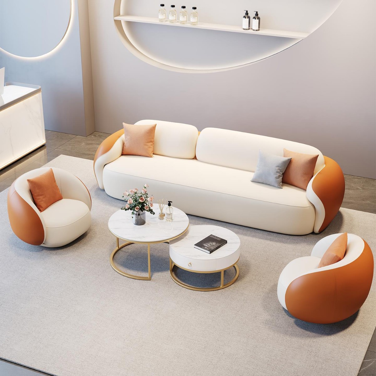 Modern Minimalist Color-Blocked Sofa for Home, Clothing Store, Beauty Salon, Hotel Lounge, Reception, and Trendy Sofa