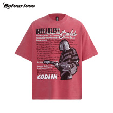 美式街头洗水做旧摇滚歌手短袖T恤男女夏季潮牌复古宽松情侣上衣t