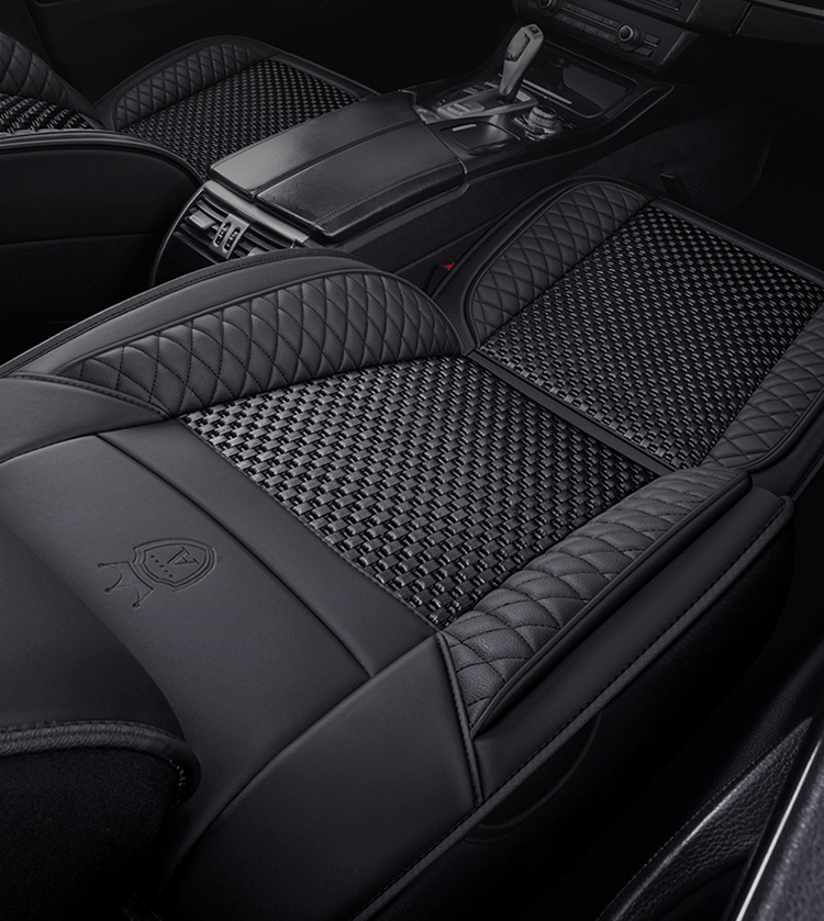 Cross-Border Manufacturer Direct Sales New All-Encompassing Rhombus Leather Ice Silk Car Seat Cushion Four-Season Universal Breathable Five-Seat Seat Cushion