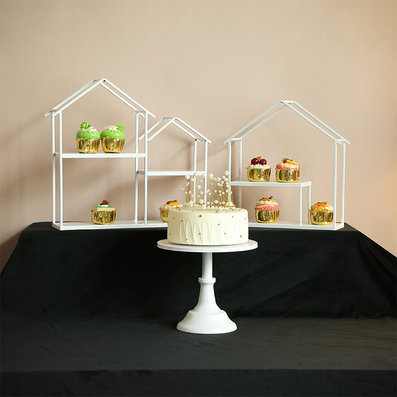 Mesa de postre de hierro blanco decoración soporte de exhibición bandeja de la torta té de la tarde europeo merienda soporte comida fría té mesa de descanso image 16