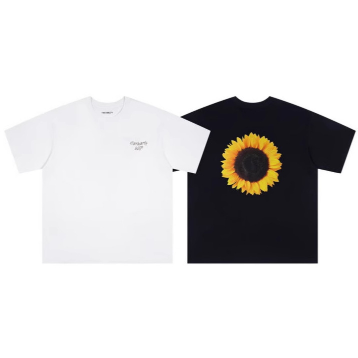 Summer Niche Fashion Brand Carhartt High-Quality Sunflower Loose-Fitting Pure Cotton Short-Sleeved T-Shirt for Men and Women