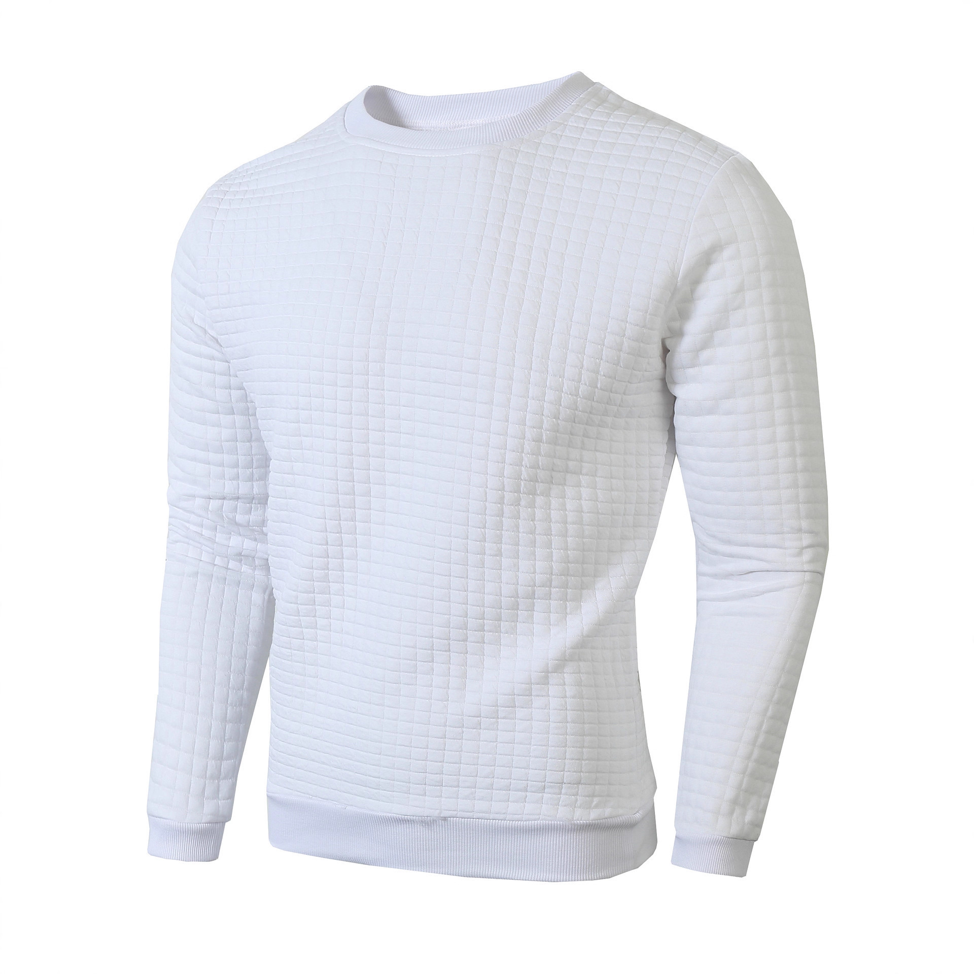 Transfronterizo tamaño europeo otoño y invierno nuevo estilo de hombre delgado cuello redondo manga larga cuadrícula personalidad europea y americana suéter casual hombre