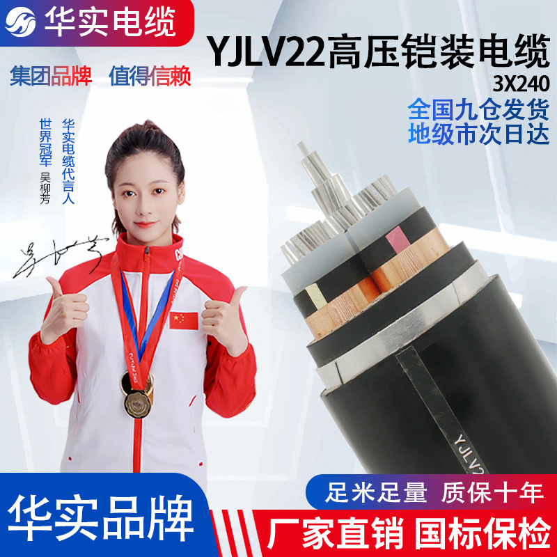 国标YJLV22铝芯绝缘钢带铠装高压电缆工地项目工程使用电力电线