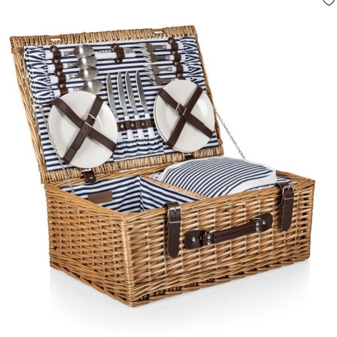 Cestas de picnic de caña personalizadas canasta de regalo con cubiertos canasta de frutas de aislamiento de viento pastoral al aire libre canasta de picnic de sauce image 6