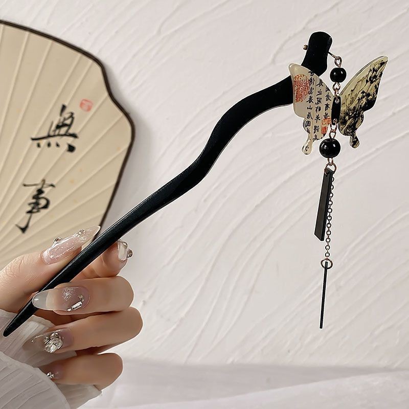 Horquilla estilo antiguo horquilla de sándalo de alta calidad hecha a mano borla horquilla updo horquilla nuevo estilo chino hanfu exquisitos accesorios para el cabello para mujeres