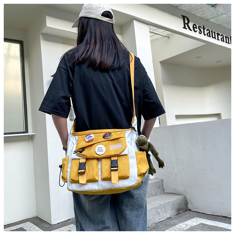 Korean ins fashion single-shoulder crossbody bag, trendy brand color sports bag, middle and high school schoolbag, college student class backpack undefined