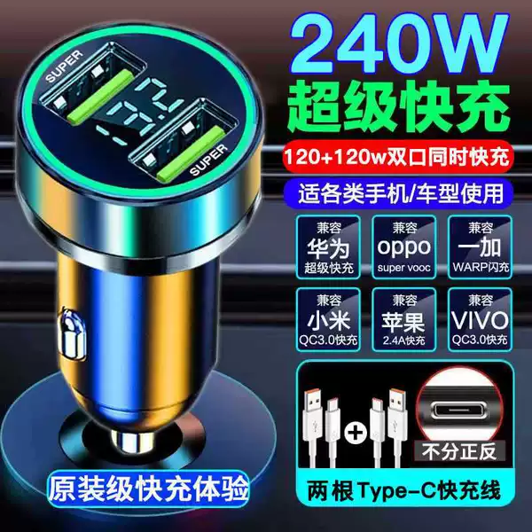 240W [Dual port simultaneous] Fast charging + 2 Type-C fast charging cables