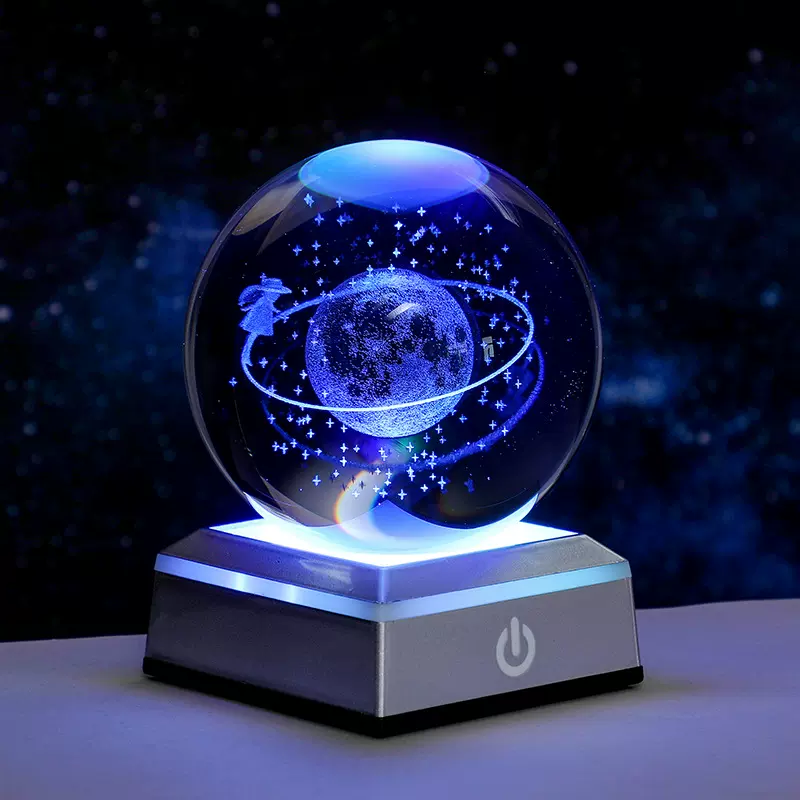 发光水晶球3d内雕宇航员星系小夜灯创意桌面氛围摆件学生礼品批发