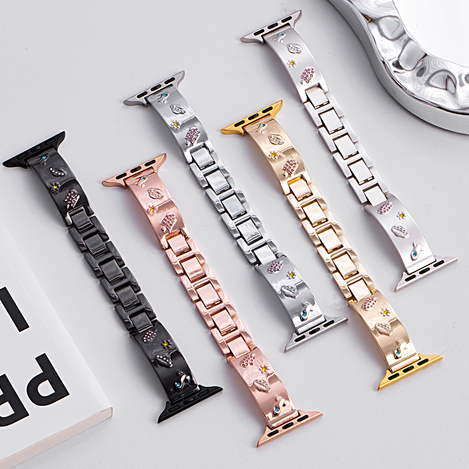 Suitable for Apple Watch S10 High-End Diamond-Encrusted Cosmic Star Metal Strap Detachable 14mm