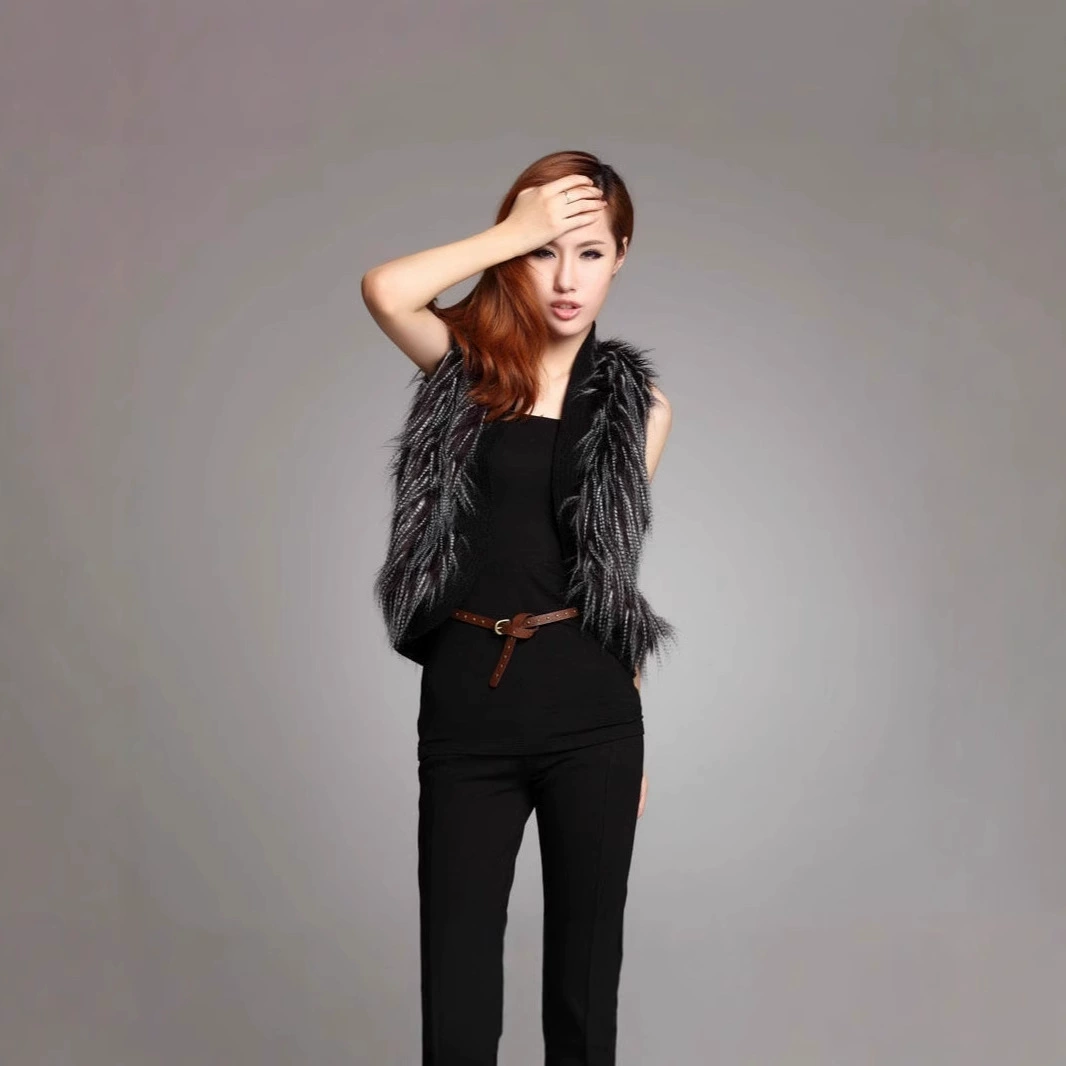 Amazon осень и зима новый женский короткий жилет из Павлиньего пера искусственный жилет меховой жилет из искусственного меха