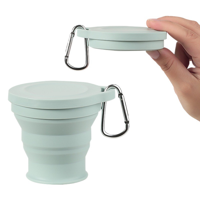 Taza plegable de silicona Dengye taza de agua al aire libre de silicona resistente a la temperatura con tapa taza de enjuague bucal retráctil portátil 180ml