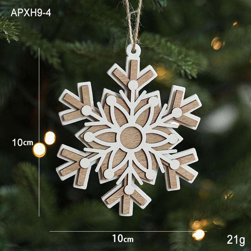 Amazon新品北欧风クリスマスクリエイティブペンダント木制スノーフレーククリスマスツリーペンダントペンダント饰り赤|undefined