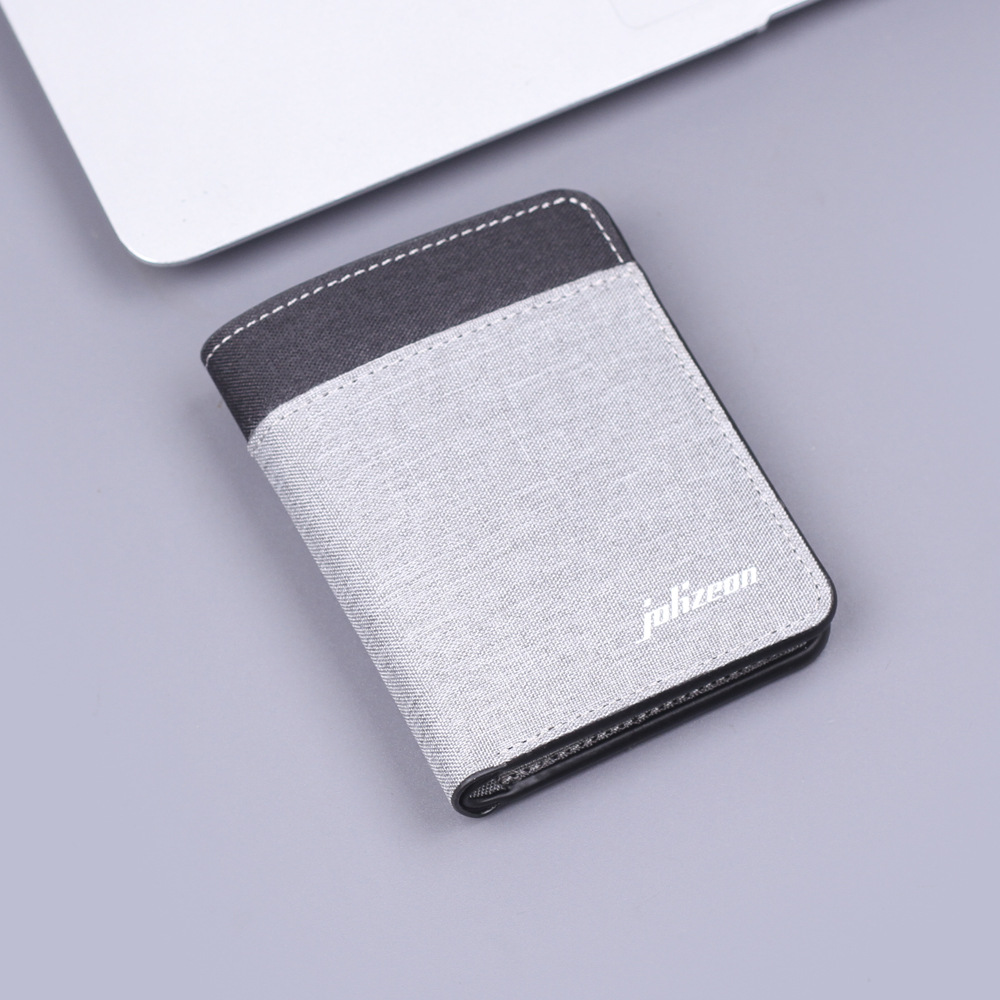 Cartera de lona para hombres, bolsa de tarjetas para hombres, tela suave, cartera vertical para hombres, 5 tarjetas, cartera corta para hombres, ultra delgada