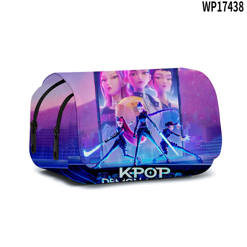 3D新品跨境电影  K-POP 猎魔女团双层翻盖笔袋儿童文具|undefined
