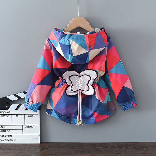 Girls' autumn coat foreign trade new European and American style medium and large children's spring and autumn thin spliced ​​tops children's windbreaker
